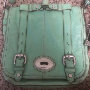 Fossil Mint Green Leather Crossbody Bag